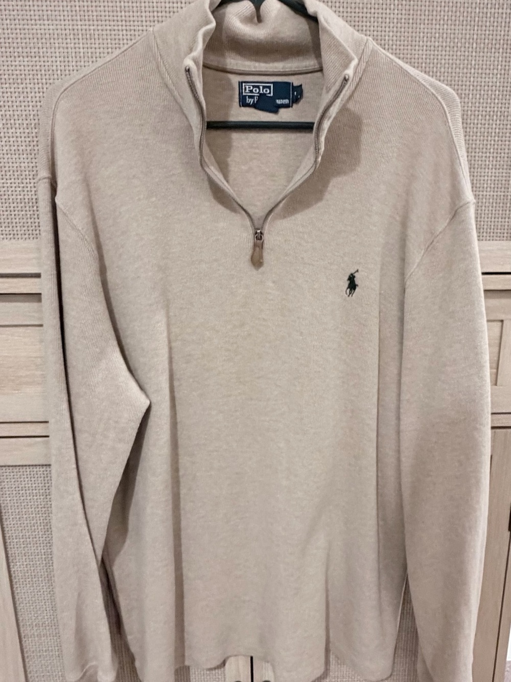 Polo by Ralph Lauren Men's Light Cream Half-Zip Sweater